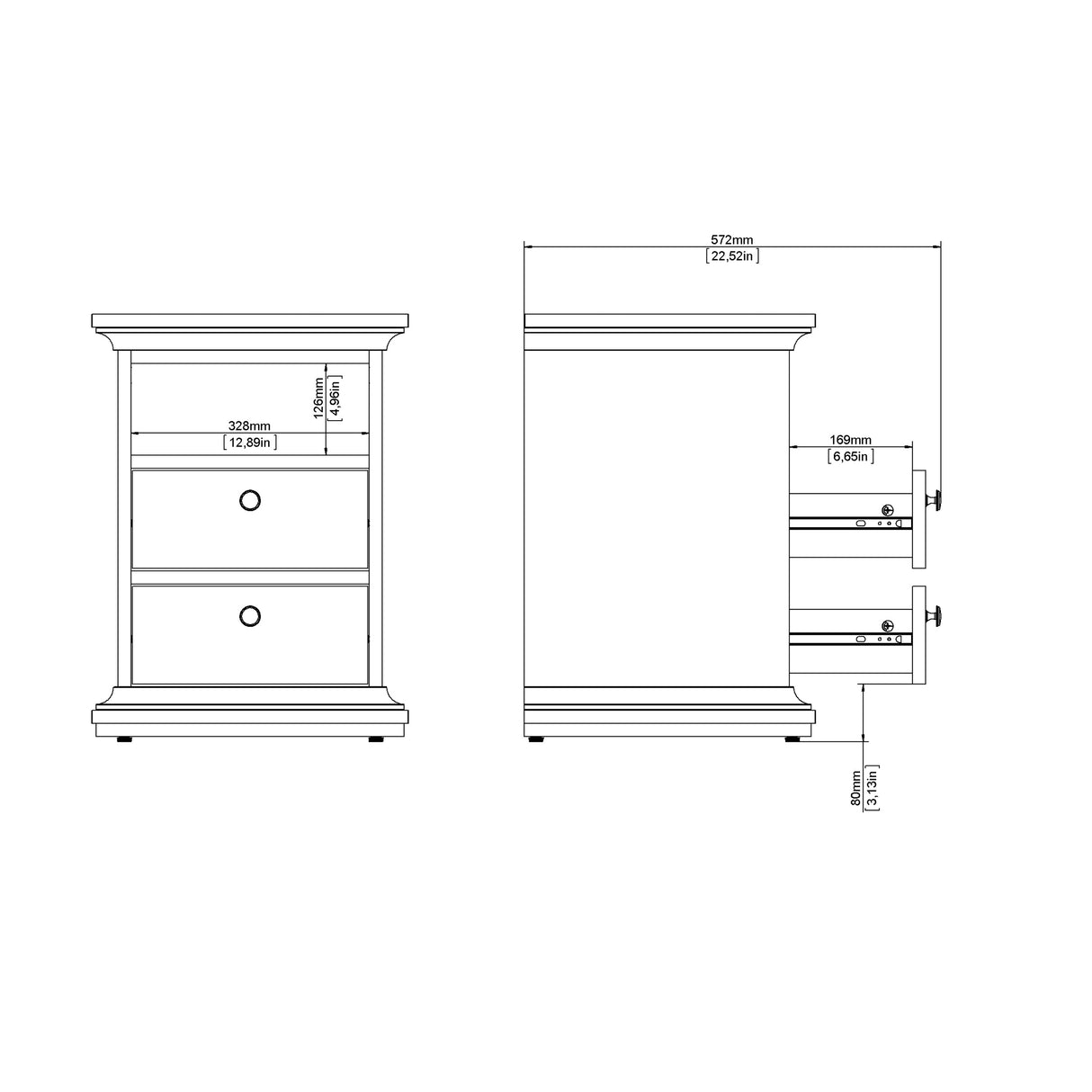 Paris Chest of 6 Drawers in White