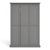 Paris Wardrobe with 3 Doors in Matt Grey