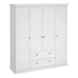 Paris Wardrobe with 4 Doors and 2 Drawers in White