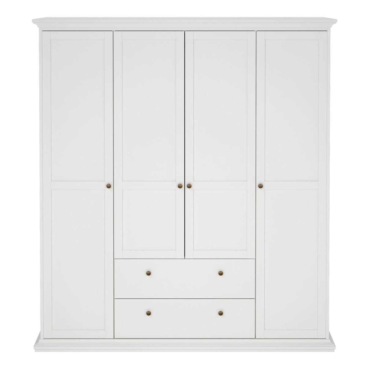 Paris Wardrobe with 4 Doors and 2 Drawers in White