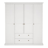 Paris Wardrobe with 4 Doors and 2 Drawers in White
