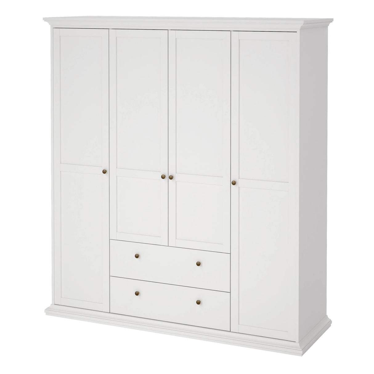 Paris Wardrobe with 4 Doors and 2 Drawers in White