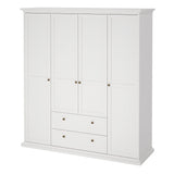 Paris Wardrobe with 4 Doors and 2 Drawers in White