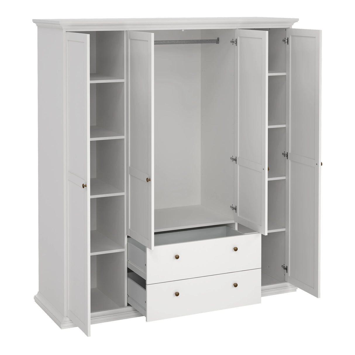 Paris Wardrobe with 4 Doors and 2 Drawers in White