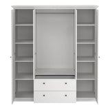 Paris Wardrobe with 4 Doors and 2 Drawers in White