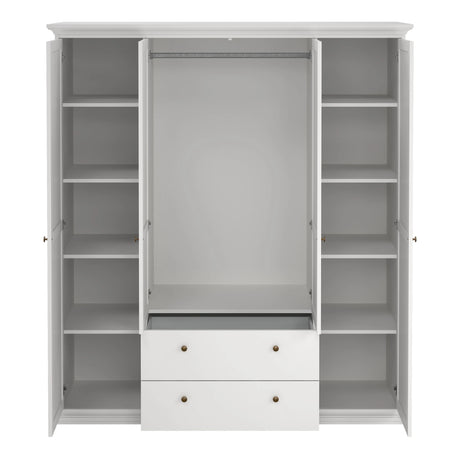 Paris Wardrobe with 4 Doors and 2 Drawers in White