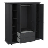 Paris Wardrobe with 4 Doors and 2 Drawers in Matt Grey