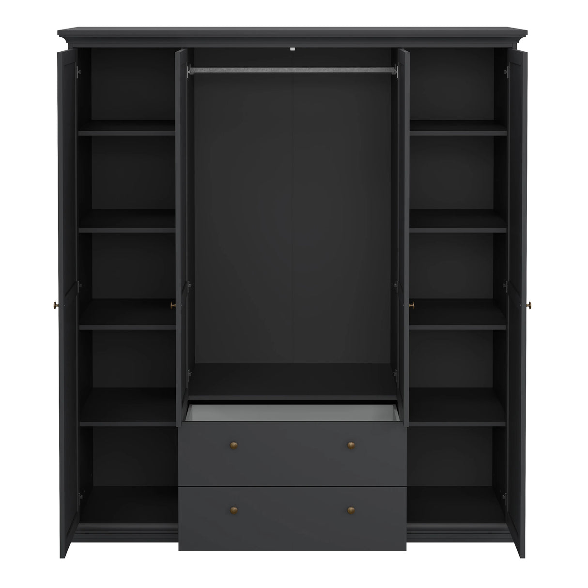 Paris Wardrobe with 4 Doors and 2 Drawers in Matt Grey