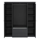 Paris Wardrobe with 4 Doors and 2 Drawers in Matt Grey