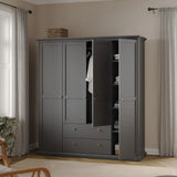 Paris Wardrobe with 4 Doors and 2 Drawers in Matt Grey