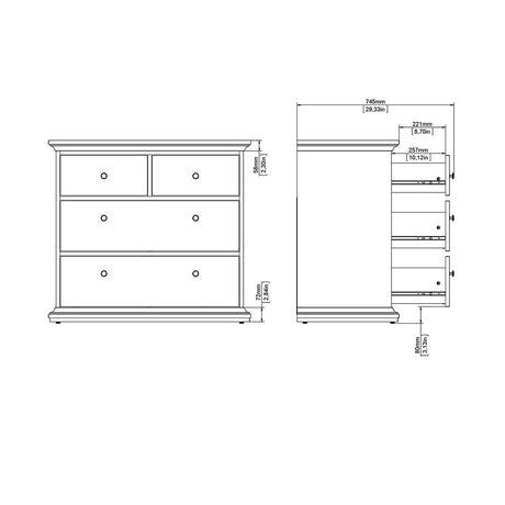 Paris Chest of 4 Drawers in White
