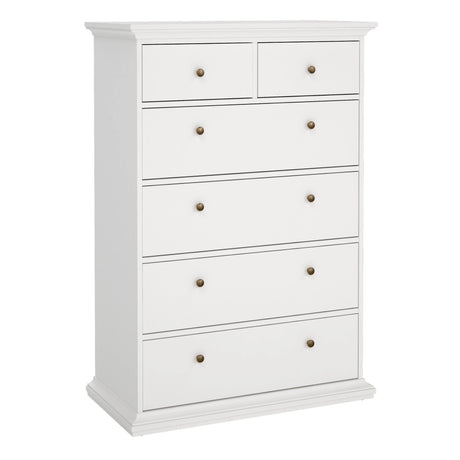 Paris Chest of 6 Drawers in White
