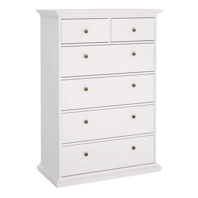 Paris Chest of 6 Drawers in White