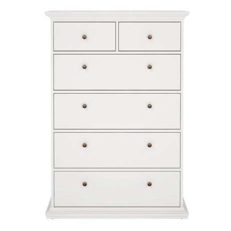 Paris Chest of 6 Drawers in White