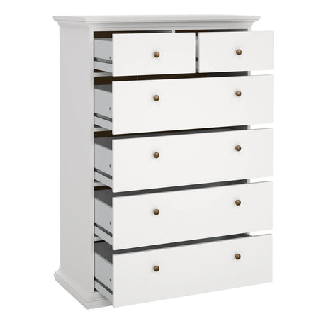 Paris Chest of 6 Drawers in White