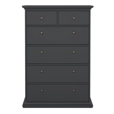 Paris Chest of 6 Drawers in Matt Grey