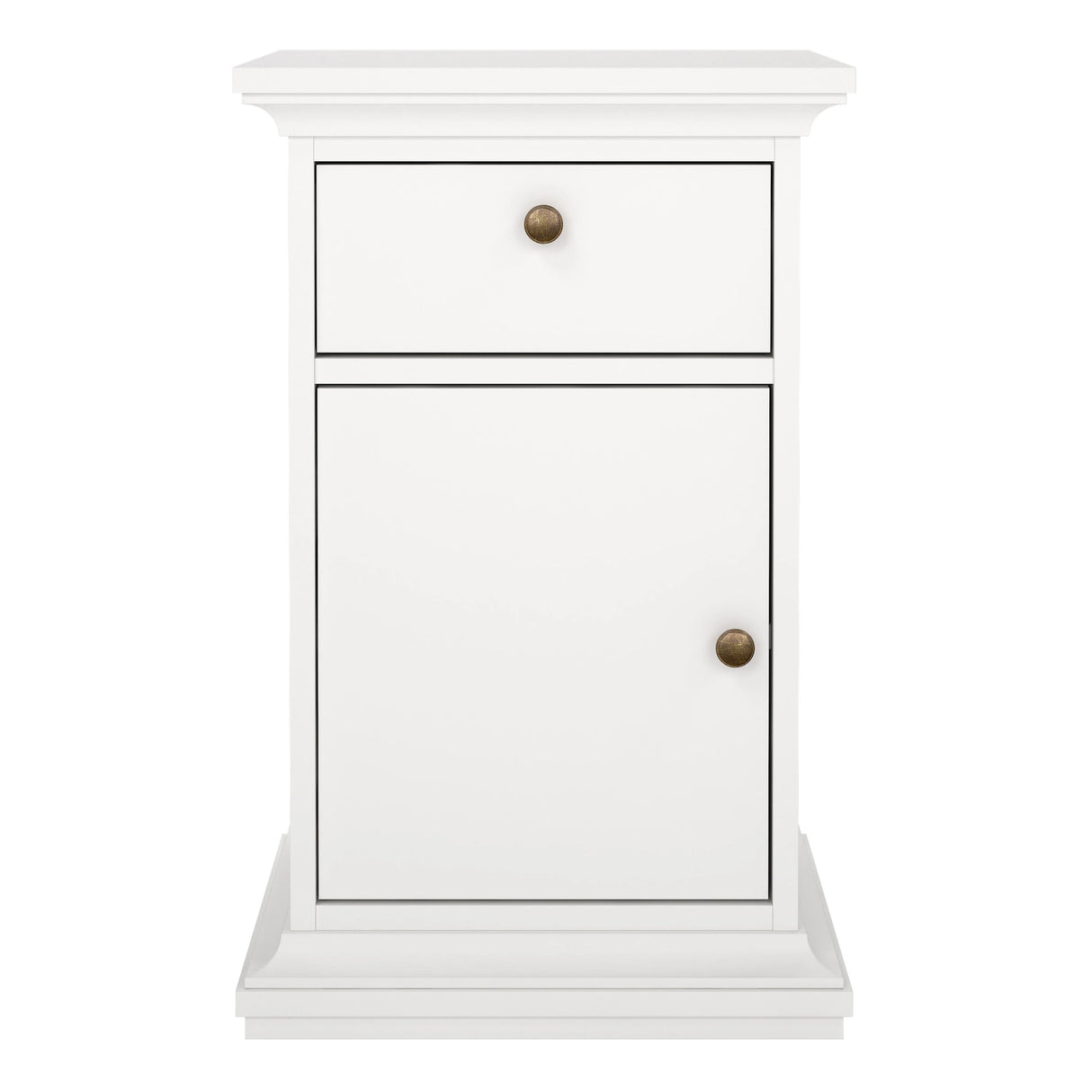 Paris Nightstand 1 Door + 1 Drawer in White