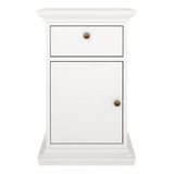 Paris Nightstand 1 Door + 1 Drawer in White