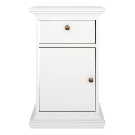 Paris Nightstand 1 Door + 1 Drawer in White