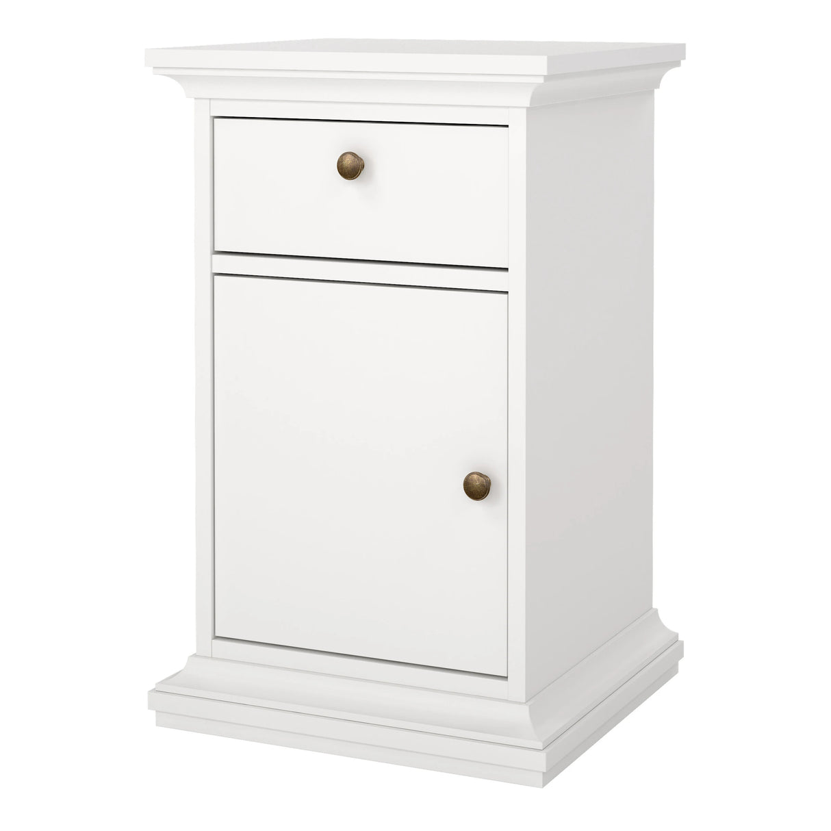 Paris Nightstand 1 Door + 1 Drawer in White
