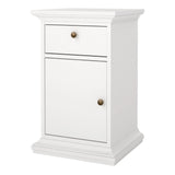 Paris Nightstand 1 Door + 1 Drawer in White