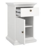 Paris Nightstand 1 Door + 1 Drawer in White