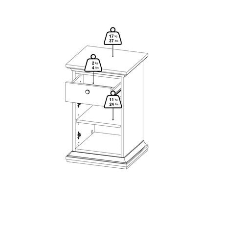 Paris Nightstand 1 door + 1 drawer in Matt Grey