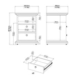 Paris Package - Bedside 2 Drawers in + Chest of 4 Drawers + Wardrobe with 2 Doors Matt Grey