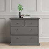 Paris Package - Bedside 2 Drawers in + Chest of 4 Drawers + Wardrobe with 2 Doors Matt Grey