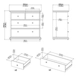 Paris Package - Bedside 2 Drawers in + Chest of 4 Drawers + Wardrobe with 2 Doors Matt Grey
