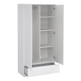 Naia Wardrobe with 2 doors + 1 drawer in White High Gloss