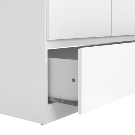 Naia Wardrobe with 2 doors + 1 drawer in White High Gloss