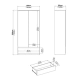 Naia Wardrobe with 2 doors + 1 drawer in White High Gloss