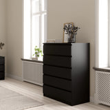 Naia Chest of 5 Drawers in Black Matt