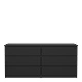 Naia Wide Chest of 6 Drawers (3+3) in Black Matt