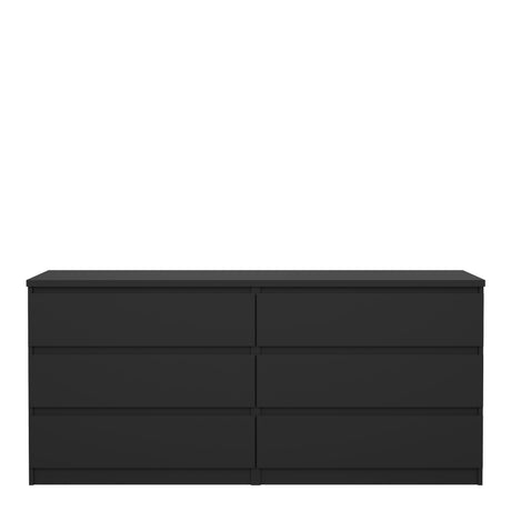 Naia Wide Chest of 6 Drawers (3+3) in Black Matt