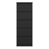 Naia Narrow Chest of 5 Drawers in Black Matt