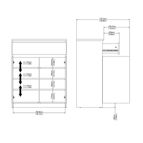 Naia Sideboard - 1 Drawer 2 Doors in Black Matt