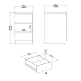 Naia Bedside 3 Drawers in Black Matt