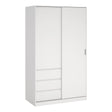 Naia Wardrobe with 1 Sliding Door and 1 Door + 3 Drawers in White