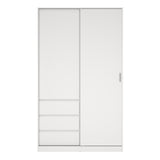 Naia Wardrobe with 1 Sliding Door and 1 Door + 3 Drawers in White