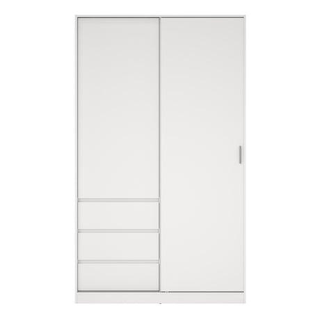 Naia Wardrobe with 1 Sliding Door and 1 Door + 3 Drawers in White