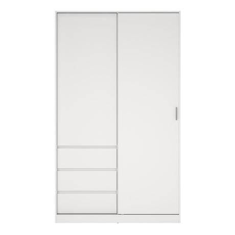 Naia Wardrobe with 1 Sliding Door and 1 Door + 3 Drawers in White