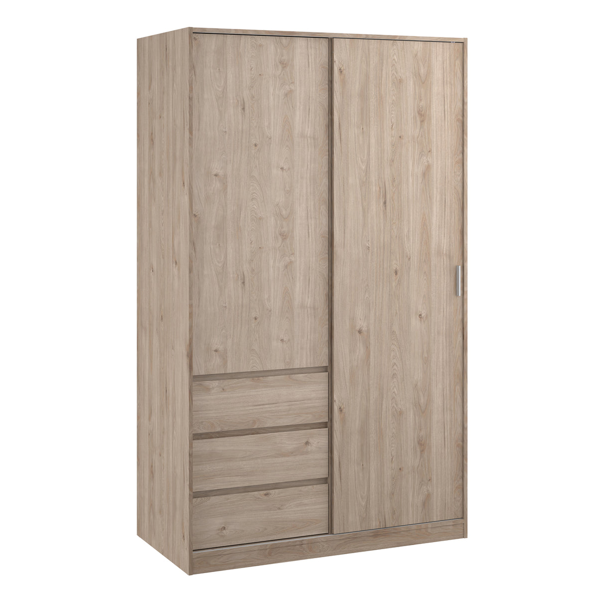 Naia Wardrobe with 1 Sliding door + 1 door + 3 drawers in Jackson Hickory Oak