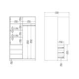 Naia Wardrobe with 1 Sliding door + 1 door + 3 drawers in Jackson Hickory Oak
