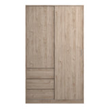 Naia Wardrobe with 1 Sliding door + 1 door + 3 drawers in Jackson Hickory Oak