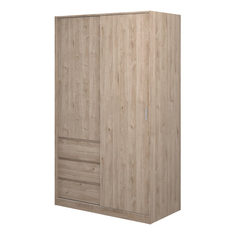 Naia Wardrobe with 1 Sliding door + 1 door + 3 drawers in Jackson Hickory Oak