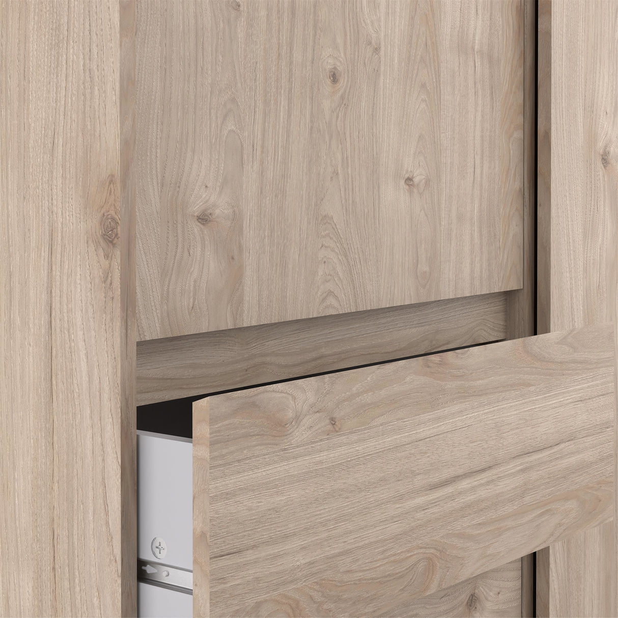 Naia Wardrobe with 1 Sliding door + 1 door + 3 drawers in Jackson Hickory Oak