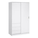 Naia Wardrobe with 1 Sliding door + 1 door + 3 drawers in White High Gloss