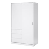 Naia Wardrobe with 1 Sliding door + 1 door + 3 drawers in White High Gloss